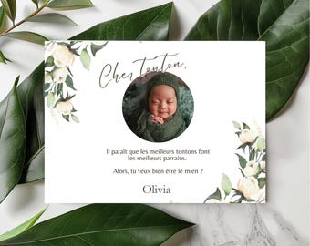 Canva Baby Godfather Request Template | Customizable Godfather Card | Printable Godfather Announcement | PDF Download