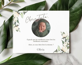 Modèle Canva Demande Marraine Bébé | Carte  Marraine Personnalisable | Annonce  Marraine à Imprimer | PDF Téléchargement