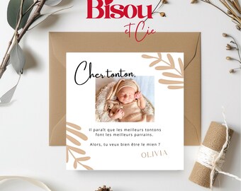 Canva Baby Godfather Request Template | Customizable Godfather Card | Printable Godfather Announcement | PDF Download