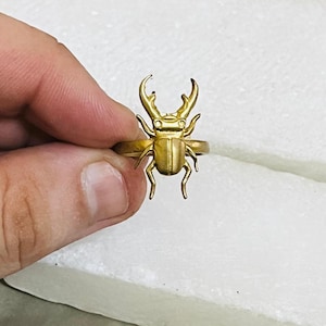 Stag Beetle Ring for Men | Gold Gothic Insect Ring | Handmade Bug Nature Ring | Brass Statement Animal Ring | Gift for Him | Men Jewelry