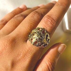 Boho Brass Filigree Ring | Vintage Inspired Statement Ring for Women | Dainty Ring | Flower Ring | lace ring | Dainty Ring | Christmas Gift