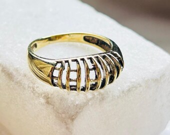 Cage Band Statement Ring for Women | Vintage Brass Ring | Dainty Boho Everyday Spiral Jewelry