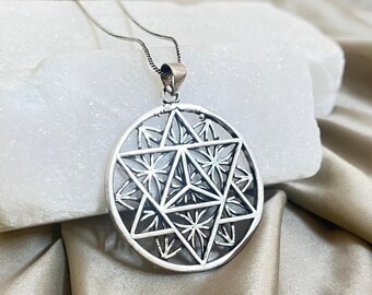 Merkaba Star Pendant | Handmade Silver Illuminati Pendant | Men Spiritual Healing Jewelry | Silver protection Amulet Necklace | Gift For Him