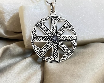 Moonstone Mandala Brass Pendant | Handmade Silver Plated Talisman Pendant | Hindu Swastik Necklace For Men | Gift for him | Indian Jewelry