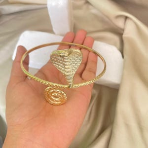 Braçadeira de Cobra | Pulseira de Braço em Forma de Serpente de Latão para Mulheres e Homens | Joia Tribal Ajustável de Cobra | Pulseira Gótica de Ouroboros