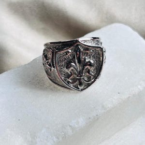 Men&#39;s Knight Shield Ring | 925 Sterling Silver Signet Ring | Bold Vine Statement Band | Rustic Jewelry | Men&#39;s Jewelry | Gift For Him