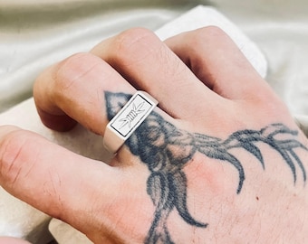 Barbed Wire Signet Ring for Men | Handmade 925 Sterling Silver Ring | Bold Streetwear Statement Ring | Minimal Gift for Him | Men's Jewelry