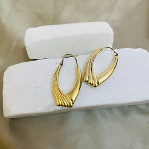 Abstract Gold Hoop Earrings for Women | Brass Sculptural Hoops | Modern Wishbone Shaped Earrings | Artistic Bold Statement Jewelry