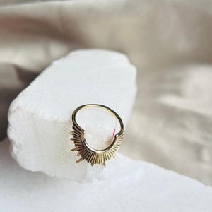 Minimalist Sun Rising Statement Ring | Trendy Brass Dainty Midi Stacking Ring For Women | Handmade Boho Celestial Jewelry Gift for Her