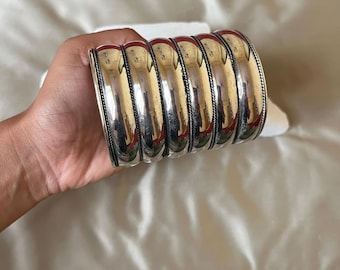 Brass Bangle |Silver Cuff Bracelet | Wide Chunky Bangle | Handmade Boho Statement Cuff | Adjustable Bold Festival Bracelet Gift for woman