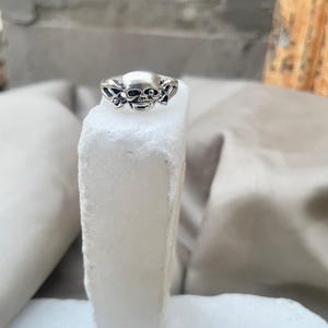 Gothic Skull Band Ring | Sterling Silver-Inspired Skull Ring For Men & Women | Punk Rock Statement Jewelry