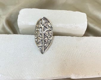 Pointed Floral Ring | Vintage Botanical Shield Ring silver plated brass ring Unique Large Ring