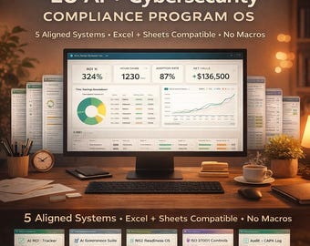 EU AI Act NIS2 Iso 27001 Compliance Templates | GRC Bundle: Ai Governance + Roi and Adoption Tracker + Audit & Capa | Excel + Google Sheets
