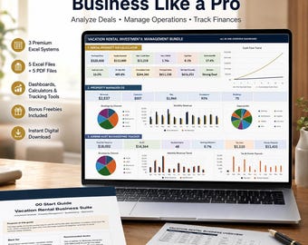 Airbnb Vacation Rental Bundle Excel | Property Manager OS, Bookkeeping Tracker, Rental ROI Calculator, Dashboard