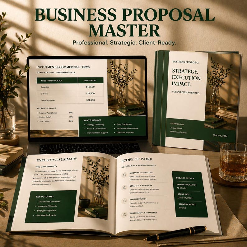 Business Proposal Pitch Deck Bundle | Powerpoint & Word Templates for ...
