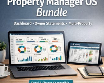 Airbnb Manager OS Bundle | Excel & Google Sheets | Short-Term Rental Tracker | Multi-Property Dashboard + Owner Statements + Freebie