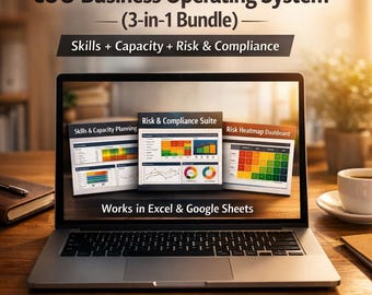 COO Business Operating System Bundle (Excel+Google Sheets) | Skills & Capacity Planning + Risk and Compliance Suite + Risk Heatmap Dashboard