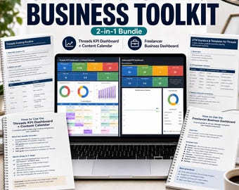 Creator Growth & Business Toolkit | Threads KPI Dashboard + Content Calendar and Freelancer Business Dashboard | Excel Template Bundle