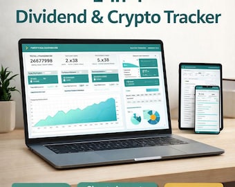 2-in-1 Dividend & Crypto Tracker (Excel .xlsx) | Portfolio Dashboard, Income and Performance Analytics | Google Sheets Import Compatible