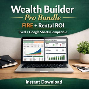 Pacchetto professionale per la creazione di ricchezza (Excel e Google Sheets) | Pianificatore pensionistico FIRE + Calcolatore del rendimento da locazione | Kit di strumenti per finanza e investimenti