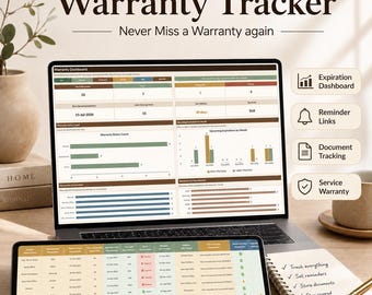 Warranty Tracker Excel & Google Sheets | Expiration Date Reminder Dashboard | Product Warranty Spreadsheet
