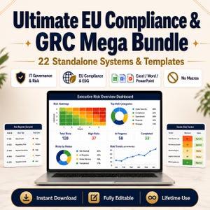 EU Compliance & Esg Mega Bundle + It Governance Grc | 22 Vorlagen: Ai Act, Dsgvo, Cbam, Eudr, Iso 27001 | Excel/Sheets + Word/PowerPoint