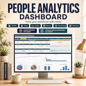 People Analytics Dashboard Excel Template | HR KPI Tracker for Hiring, Attrition, Absence & Compensation | Google Sheets