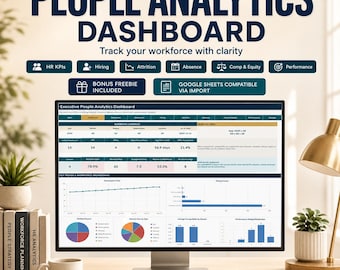 People Analytics Dashboard Excel Template | HR KPI Tracker for Hiring, Attrition, Absence & Compensation | Google Sheets