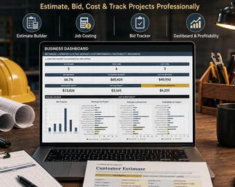 Electrical Contractor Estimating & Job Costing System | Excel -  Google Sheets Compatible | Bid Tracker, Estimate, Proposal, Word PDF