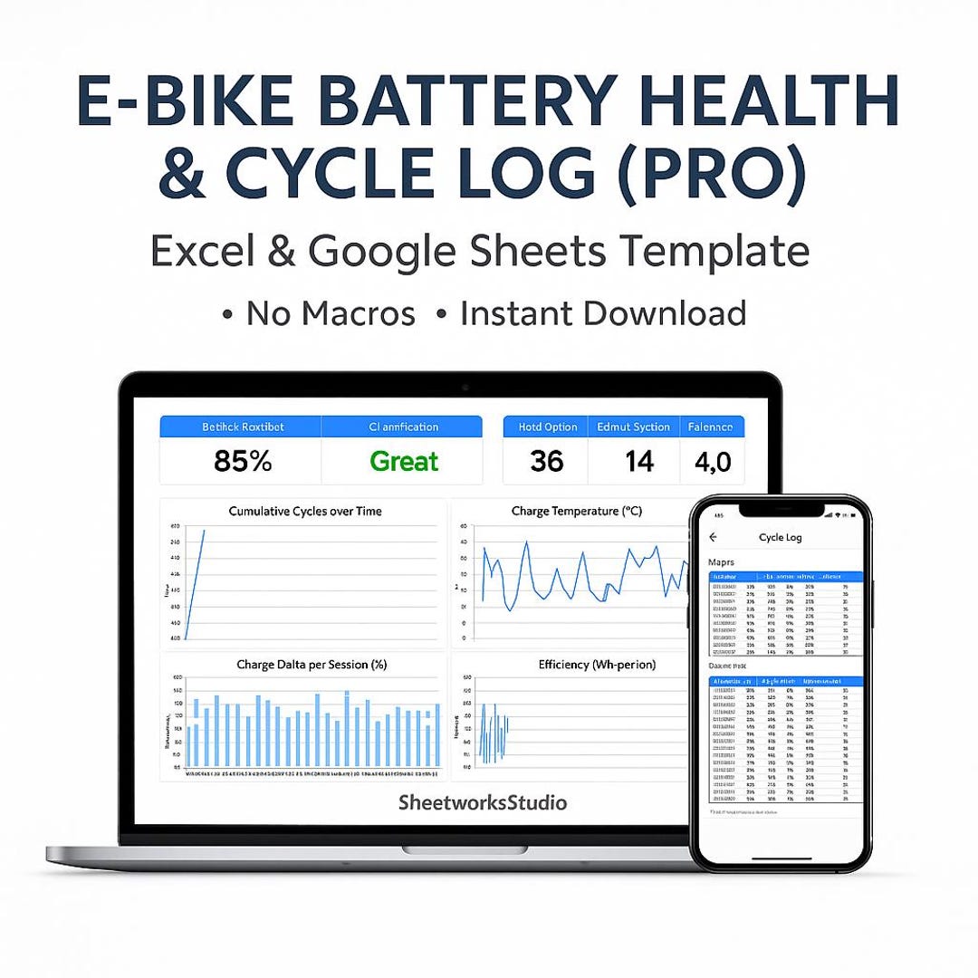 Battery Rotation Log Template E-bike Battery Health Tracker Excel | Cycle Log & Battery Life Monitor ...