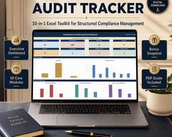 10in1  Compliance Audit Tracker Excel Template | ISO Audit Plan, Risk Register, NC Log, Action Plan, RACI & Dashboard | Google Sheets