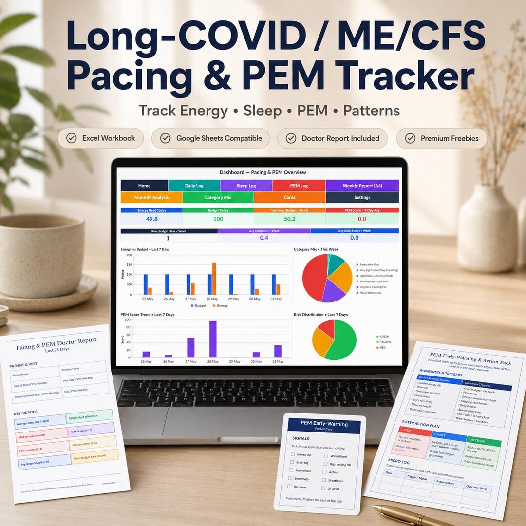 Cfs Excel Long Covid ME/CFS Pacing & PEM Tracker Excel | Google Sheets Template ...