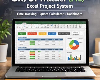 UX/UI Agency OS Toolkit | Project Management, Time Tracking & Quote Calculator | Editable Excel Template