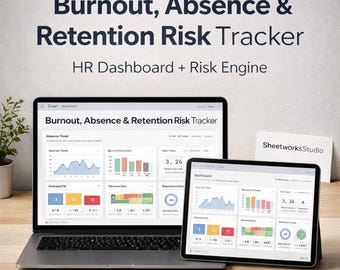 Burnout, Absence & Retention Risk Tracker (Excel and Google Sheets) | HR Dashboard + Risk Engine | Bonus Freebie + Guide