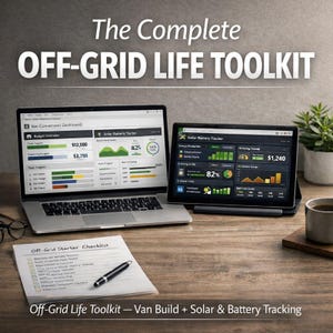 Off-Grid Life Toolkit | Camper Ausbau & Solar Tracker Bundle | Excel und Google Sheets Vorlage für Budget, ROI und Energieplanung / 2in1