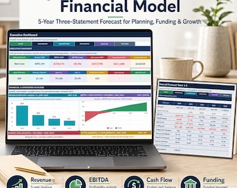 Gym Financial Model Excel | 5-Year Three Statement Forecast, Cash Flow, Scenario Analysis, Investor PowerPoint & PDF Guide