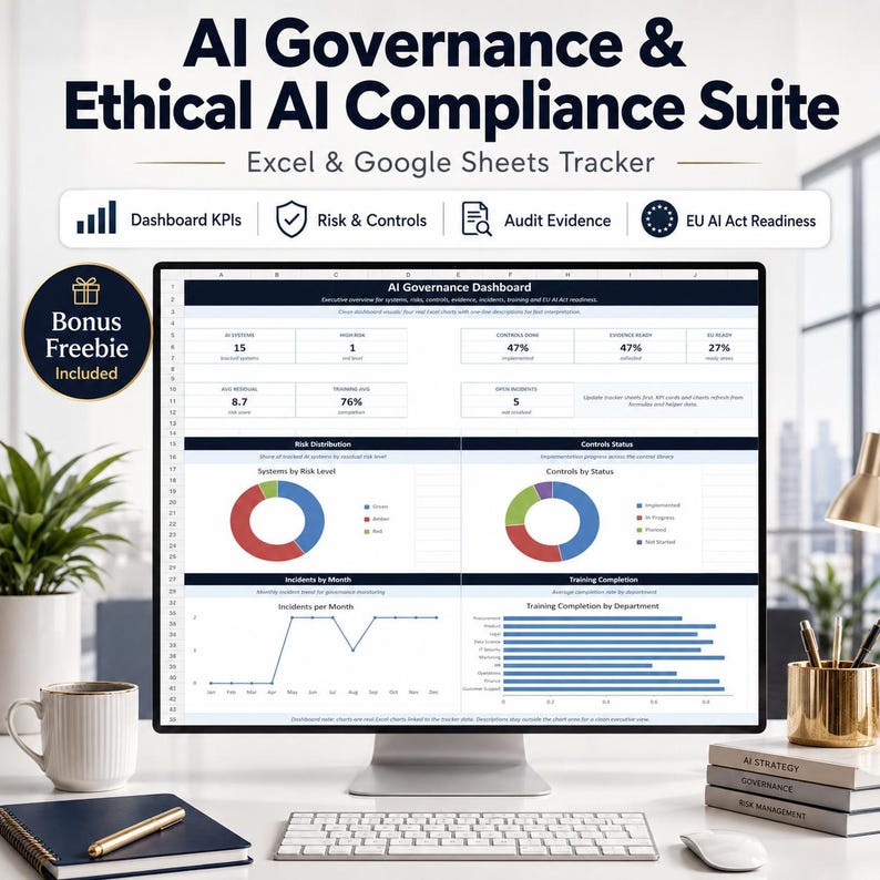 AI Governance Excel Dashboard, EU AI Act Compliance Tracker, Ai Risk ...