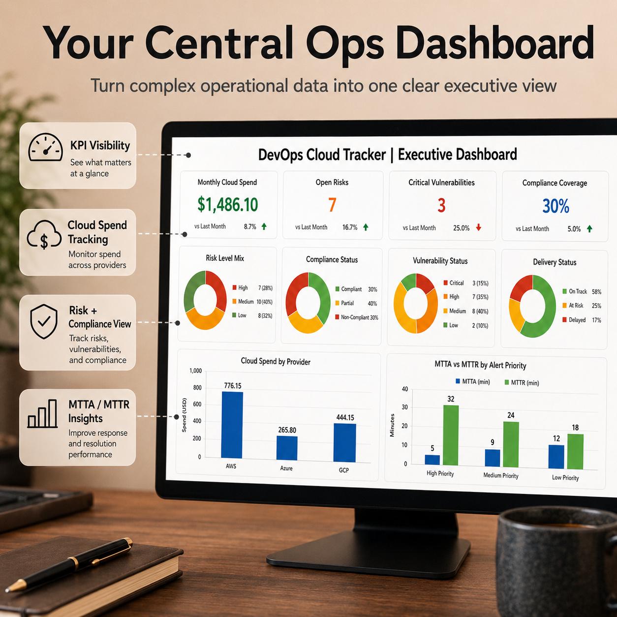 Devops Cloud Tracker Excel Template | 10-in-1 IT Operations Dashboard ...