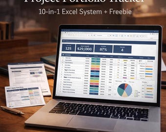 Project Portfolio Tracker Excel 10-in-1 • Project Management Dashboard • KPI Reporting • Resource Planning • Risk Log + Freebie