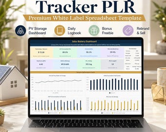 Solar Battery Tracker PLR | White Label Excel Template, PV Storage Dashboard, Self Consumption Log & Bonus Freebie