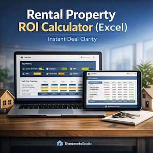Mietrendite & ROI Rechner Excel | Immobilien Investment Analyse | Cashflow, Cap Rate, IRR, DSCR und Tilgungsplan