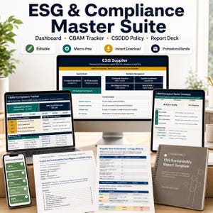 ESG Compliance Toolkit Bundle | CBAM Tracker, CSDDD Policy Template, Supplier Dashboard | Excel Word PowerPoint
