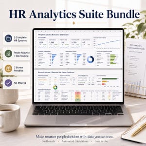 HR-Analytics-Paket für Excel | People-Analytics-Dashboard + Tracker für Burnout, Fehlzeiten und Fluktuationsrisiko | HR-KPI-Suite