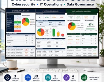 GRC Excel Bundle Cybersecurity IT Operations Data Governance | 3×10-in-1 Risk Compliance SLA Dashboard Templates