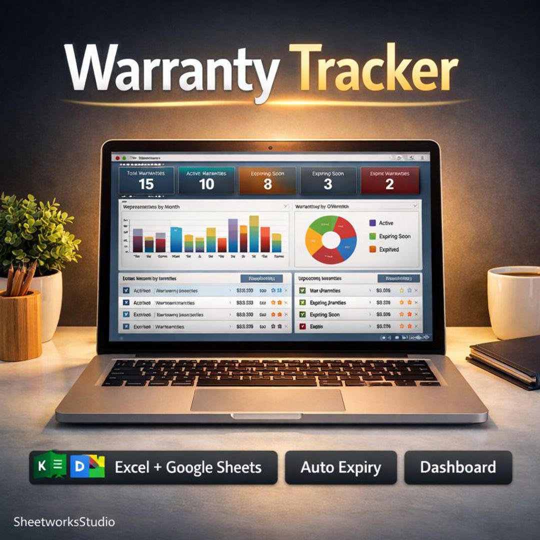 Warranty Tracker Excel & Google Sheets | Track Expiration Dates and ...