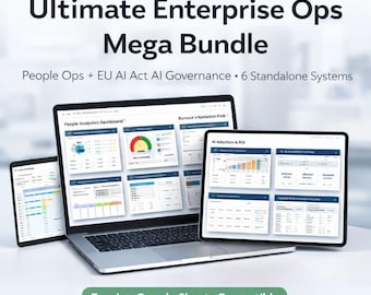 Ultimate People Ops + Ai Governance Bundle (Excel/Google Sheets) | EU Ai Act, KPI Dashboards, Risk Register, ROI & Evidence Vault