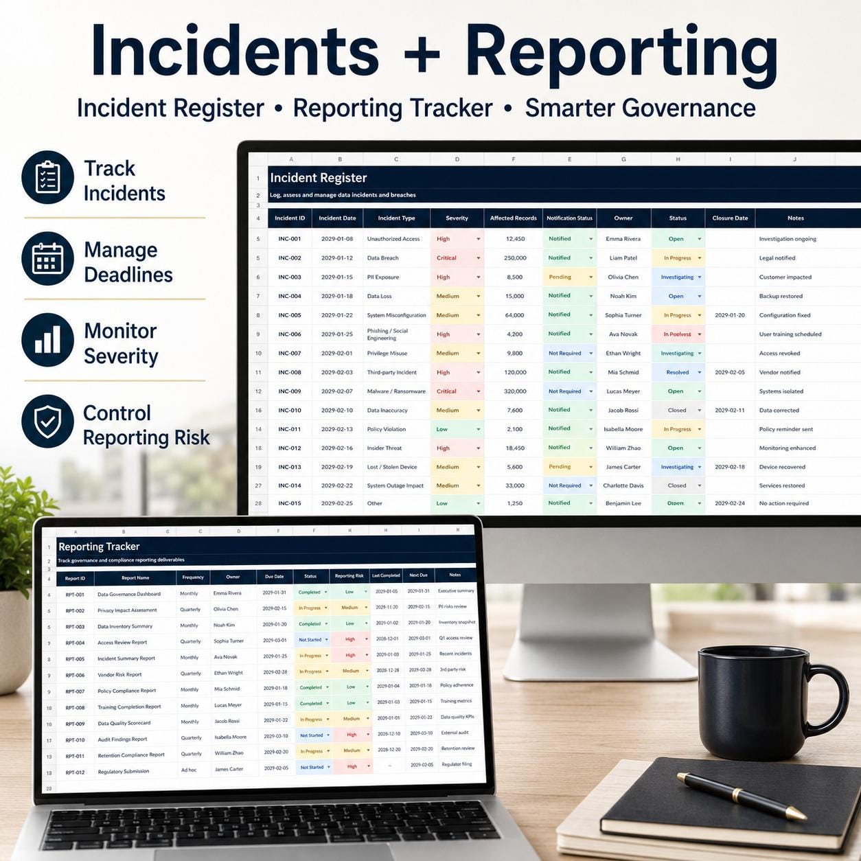 Policy Tracker Examples Data Governance Excel Template | GDPR Compliance Dashboard, Privacy ...