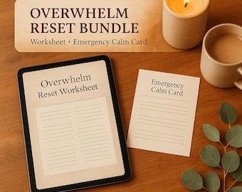 ADHD Overwhelm Worksheet for Adults | Anxiety Relief & Emotional Reset | Executive Function Support | Mental Health Printable