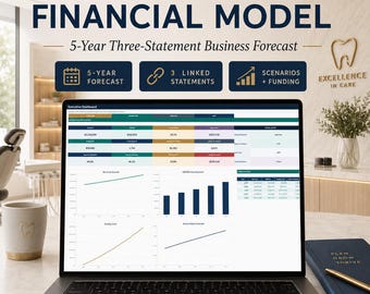 Dental Practice Financial Model Excel | 5-Year Forecast, Cash Flow, Scenario Analysis, Investor PowerPoint & PDF Guide