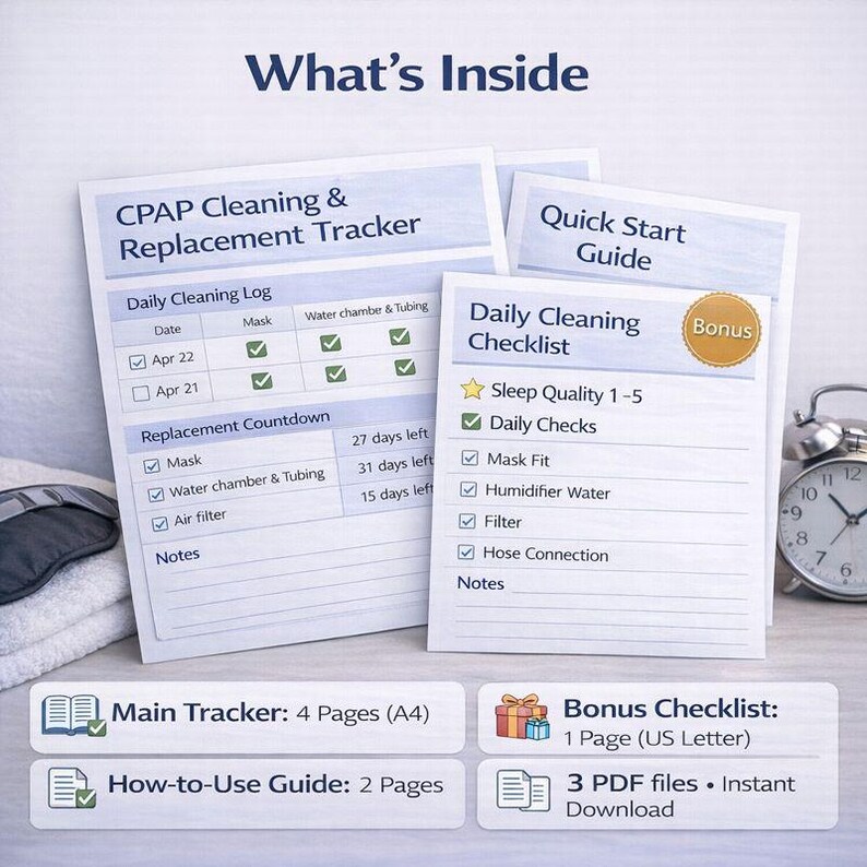 CPAP Cleaning Schedule & Replacement Countdown + Daily Comfort ...